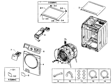 Main Assy Diagram and Parts List for WF431ABP XAA-0002 Samsung Washer
