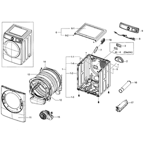 Main Assembly Diagram and Parts List for DV56H9100EG A2-0000 Samsung Dryer