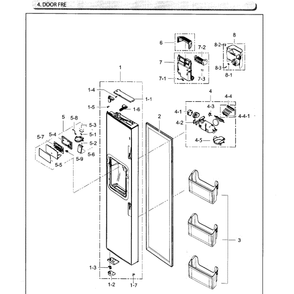 Door-Freezer Diagram and Parts List for RH25H5611SG AA-01 Samsung Refrigerator