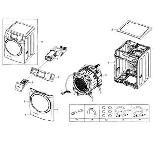 Frame & Cover Diagram and Parts List for WF457ARGSWR AA-0000 Samsung Washer