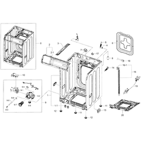 Cabinet Assy Diagram and Parts List for WF361BVBEWR A2-0001 Samsung Washer