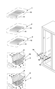 Freezer Shelves Diagram and Parts List for RS2545SH XAA Samsung Refrigerator