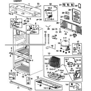Cabinet Assembly Diagram and Parts List for RF26VABBP XAA-00 Samsung Refrigerator
