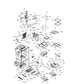 Fridge Diagram and Parts List for RF28HFEDBSR AA-04 Samsung Refrigerator
