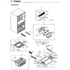 Freezer Diagram and Parts List for RF23M8590SR AA-0000 Samsung Refrigerator