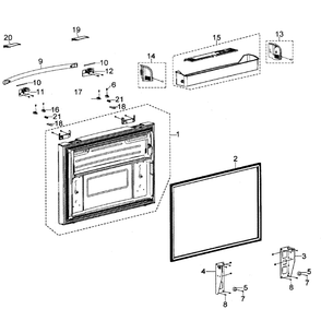 Freeze Door Diagram and Parts List for RFG297AARS XAA-0000 Samsung Refrigerator