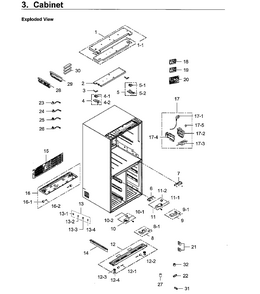 Cabinet Diagram and Parts List for RF24J9960S4 AA-0004 Samsung Refrigerator