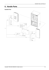 Handle Parts Diagram and Parts List for RF23R6201SG AA-51 Samsung Refrigerator