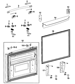 Freezer Door Diagram and Parts List for RFG237AAPN XAA-0000 Samsung Refrigerator