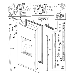 Fridge Door L Diagram and Parts List for RF268ACRS XAA-0001 Samsung Refrigerator
