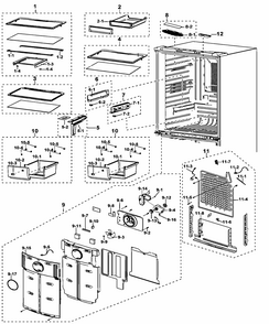 Refrigerator Diagram and Parts List for RF197ACBP XAA-0000 Samsung Refrigerator