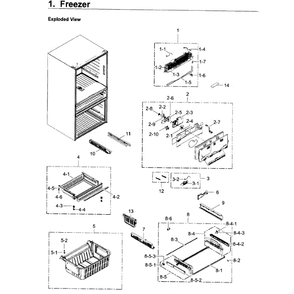 Freezer Diagram and Parts List for RF22KREDBSR AA-03 Samsung Refrigerator