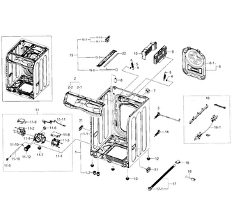 Frame Diagram and Parts List for WF520ABP XAA-0001 Samsung Washer