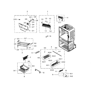 Freezer Diagram and Parts List for RF28HMEDBSR AA-0009 Samsung Refrigerator