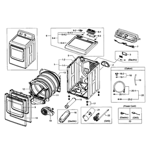 Main Assembly Diagram and Parts List for DV484ETHAWR A1-01 Samsung Dryer