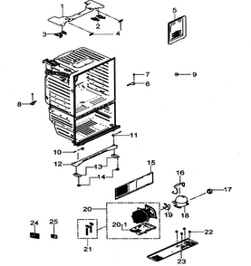 Cabinet Diagram and Parts List for RFG297HDBP XAA Samsung Refrigerator