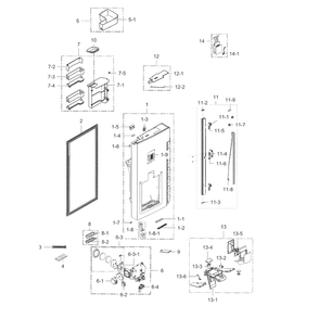 Fridge Door L Diagram and Parts List for RF34H9950S4 AA-01 Samsung Refrigerator