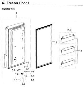 Freezer Door L Diagram and Parts List for RF22K9381SG AA-0001 Samsung Refrigerator