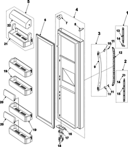 Refrigerator Door Diagram and Parts List for RS2520SW XAA Samsung Refrigerator