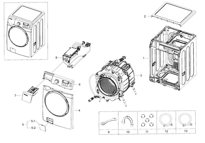 Main Assy Diagram and Parts List for WF393BTPARA A2-0000 Samsung Washer