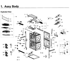 Body Diagram and Parts List for NV51K7770DS AA-0000 Samsung Wall Oven