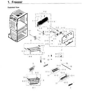Freezer Diagram and Parts List for RF4267HARS XAA-0004 Samsung Refrigerator