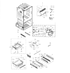 Freezer Diagram and Parts List for RF263BEAEWW AA-0003 Samsung Refrigerator