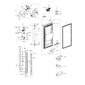 Refrigerator Door L Diagram and Parts List for RFG238AARS XAA-0000 Samsung Refrigerator