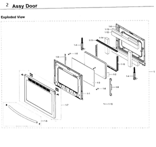 Door Diagram and Parts List for NE58K9430SS AA-0000 Samsung Range
