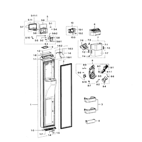 Freezer Door Diagram and Parts List for RSG307AARS XAA-01 Samsung Refrigerator