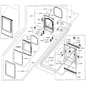 Front / Door Diagram and Parts List for DV52J8700EP A2-0000 Samsung Dryer