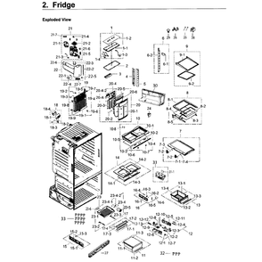 Fridge Diagram and Parts List for RF263BEAESR AA-02 Samsung Refrigerator