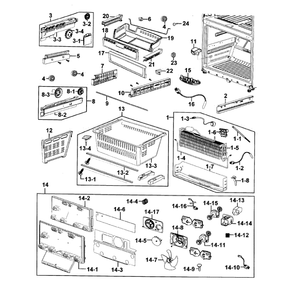 Freezer Diagram and Parts List for RF267HERS XAA-01 Samsung Refrigerator