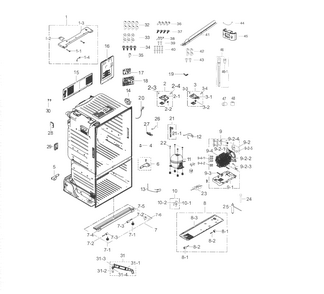 Cabinet Diagram and Parts List for RF263TEAEBC AA-0003 Samsung Refrigerator