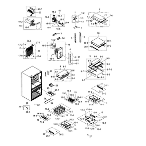 Refrigerator Diagram and Parts List for RF24FSEDBSR AA-05 Samsung Refrigerator