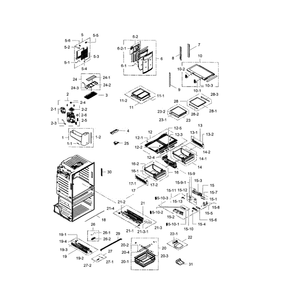 Refrigerator Diagram and Parts List for RF28HMEDBSR AA-01 Samsung Refrigerator