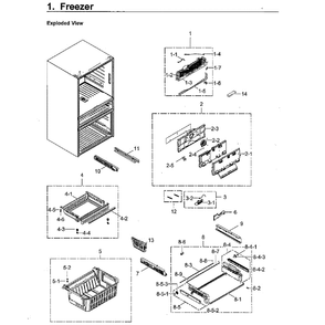 Freezer Diagram and Parts List for RF23M8070SR AA-0000 Samsung Refrigerator