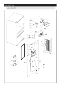 Left Refrigerator Door Parts Diagram and Parts List for RF25HMIDBSR AA-00 Samsung Refrigerator