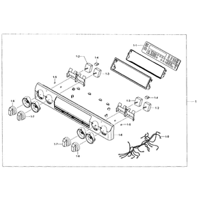 Control Panel Diagram and Parts List for NE58F9500SS AA-0000 Samsung Range