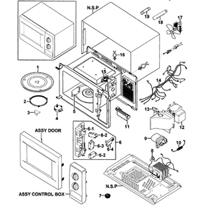 Cabinet Diagram and Parts List for MW620WA XAA-00 Samsung Microwave