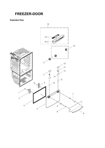 Freezer Door Parts Diagram and Parts List for RFG29THDBP XAA-00 Samsung Refrigerator