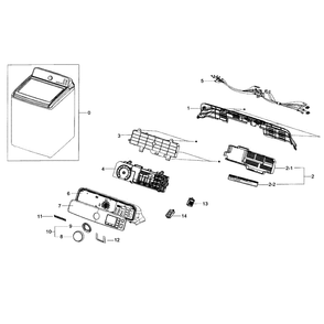 Control Panel Diagram and Parts List for WA48H7400AP A2-0002 Samsung Washer