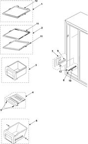Freezer Shelves Diagram and Parts List for RS257BARB XAA Samsung Refrigerator