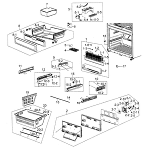 Freezer Diagram and Parts List for RF266AZBP XAA-00 Samsung Refrigerator