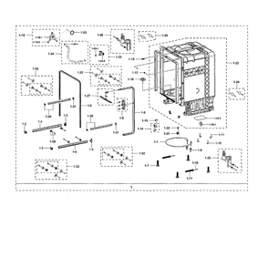 Tub Diagram and Parts List for DW80N3030UB AA-00 Samsung Dishwasher