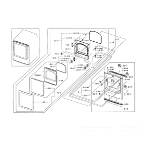 Front Frame / Door Diagram and Parts List for DV45H7000GP A3-0000 Samsung Dryer