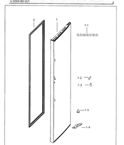 Door Ref Outer Diagram and Parts List for RH25H5611SG AA-0000 Samsung Refrigerator