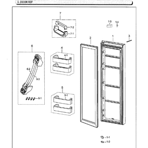 Fridge Door Diagram and Parts List for RS25J500DSG AA-01 Samsung Refrigerator
