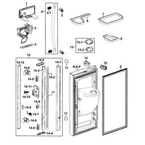 Refrigerator Door L Diagram and Parts List for RF26XAZRS XAA-0000 Samsung Refrigerator