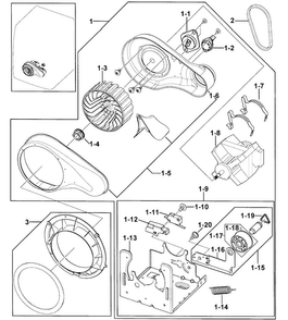 Motor Assy Diagram and Parts List for 40299032010  Kenmore Dryer